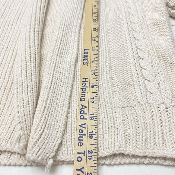 Open Front Cream Chunky Cable Knit Fisherman Sweater Peck & Peck Women's Med - Picture 6 of 9
